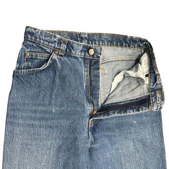 Vintage H.I.S. 10/11 Chic Blue Mom Jeans High Waist Straight Creased Made in USA - Picture 5 of 16